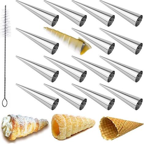 10 stampi in acciaio inox per rotoli alla crema, cannoli, croissant e waffle (1/5)