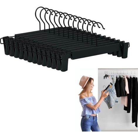 Porte-pantalon 10 pièces, pince pour porte-pantalon, cintre antidérapant, sangle de jupe, clip réglable, crochet pivotant à 360° (1/5)