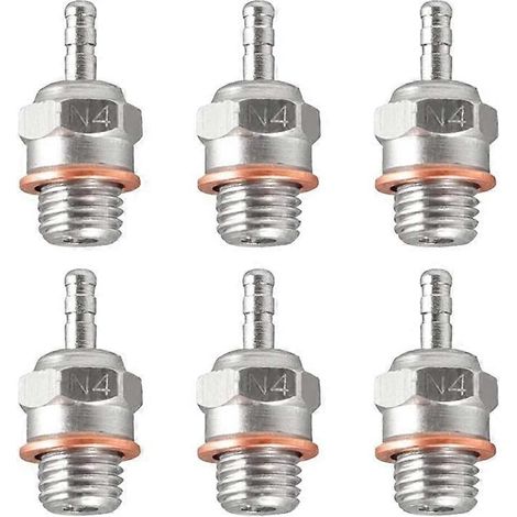 Lot de 6 bougies de préchauffage N4 Hot Spark pour moteurs nitro, remplaçant les bougies OS 8, compatibles avec les voitures, camions et buggies radiocommandés Traxxas, Kyosho, HSP et HPI 1/8 et 1/10. (1/4)