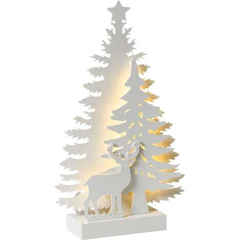Weihnachtsdekoration LED FEMAN Rentier Weihnachtsbaum 36 cm Weiß