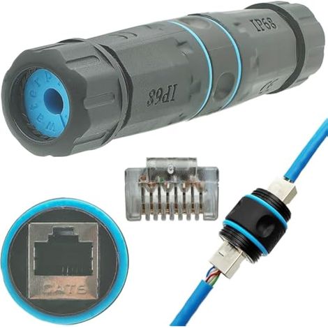 Coupleur RJ45 étanche, connecteur de câble Ethernet extérieur IP68 femelle vers femelle, Connecteur étanche blindé RJ45 CAT6 (1 pièce) (1/5)
