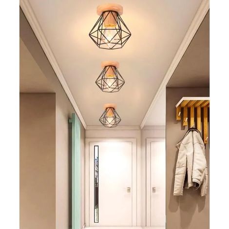 3pcs Retro Plafonnier,Lustre Plafonnier Industrielle Vintage en Fer Cage Style Edison pour Salon Chambre (1/4)