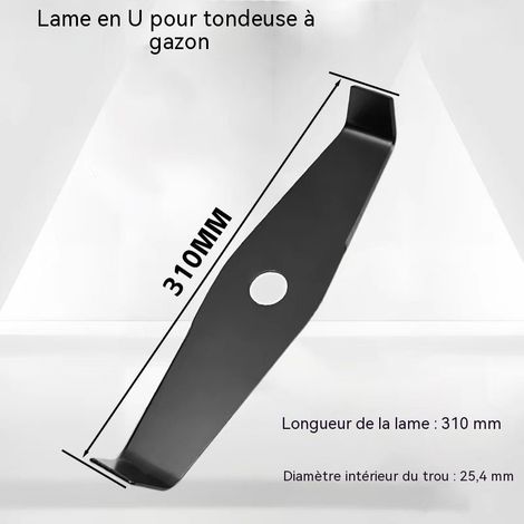 Lame de débroussailleuse en forme de U à fléau, 310mm alésage 25.4mm, lame de coupe-herbe à extrémités recourbées, pour herbes hautes et broussailles