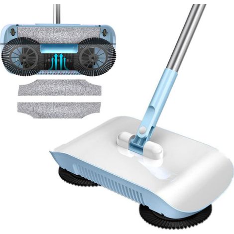 Balai de sol amélioré pour parquets, sols en bois, stratifiés et carrelages - Petit balai portable - Nettoie les poils d'animaux - Aspirateur-balai manuel - Silencieux, sans électricité - Livré avec 2 (1/5)