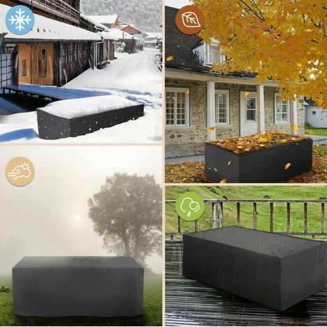 Housse Salon De Jardin 180x120x74cm, Bâche De Protection pour Mobilier, Étanche Housses Meuble Exterieur, Housse anti-poussière pour table et chaise de jardin (1/5)