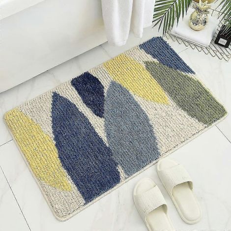 Tapis de bain antidérapant, 40 x 60 cm, motif feuilles de forêt, ultra doux et absorbant (1/5)