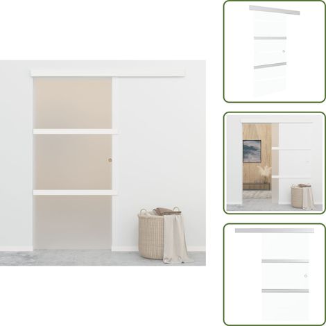 The Living Store Porta Scorrevole Fermi Vetro ESG e Alluminio Argento 90x205 cm - Porta scorrevole e alluminio