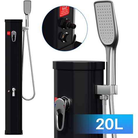 Jiubiaz Douche Solaire d’Extérieur 20L, 110cm Douche de piscine Incluse Housse de protection& douchette Température max. 60° sans raccordement électrique