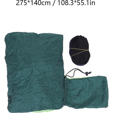 Lit suspendu d'extérieur extensible, hamac de camping et de voyage, balancelle de couchage (vert + vert foncé) (1/5)