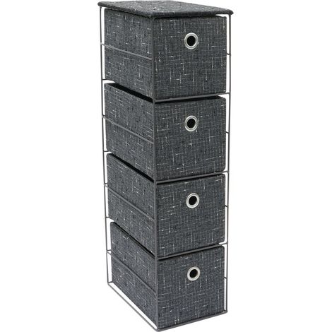 Shadow 4 Drawer Narrow Fabric Storage Tower, Grey (1/4)
