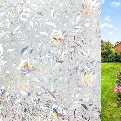 Adhesivo decorativo de vinilo con protección UV, aislante térmico y parasol, diseño de tulipán, 17,5 x 78,7 pulgadas. (1/3)