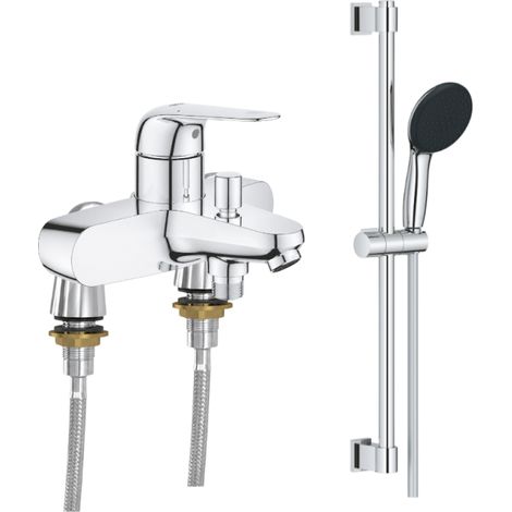 Mezclador mecánico de baño GROHE Swift con tubos de conexión Idro'Flex y barra de ducha cromada (1/4)