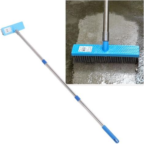 Pair - Balai à récurer en acier inoxydable avec manche long et robuste de 120 cm (47,2 po) à longueur réglable, idéal pour nettoyer la mousse, les sols en béton, les joints, les jardins et les patios (1/5)