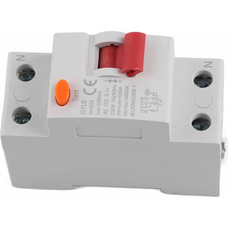 Disjoncteur différentiel bipolaire (2P) pour la protection contre les fuites de courant des équipements électriques 25 A/40 A/63 A 230 V CA 63 A (1/5)