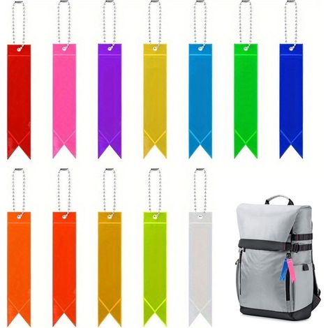 Lot de 12 pièces - Crochets réfléchissants - Bandes réfléchissantes - Crochets pour sac à dos - Crochet pour cartable enfant - Porte-clés - Panneau de signalisation - Convient pour le vélo, la marche  (1/5)