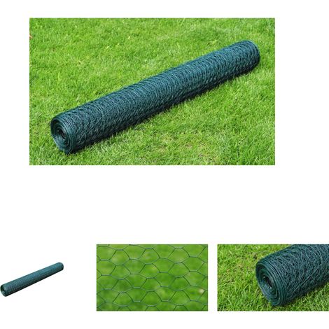 The Living Store Maschendraht Verzinkt mit PVC-Beschichtung 25×1 m Grün - Zaunfelder (1/4)