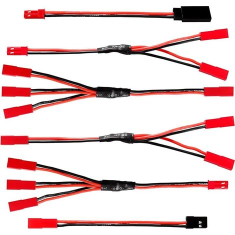6 Pièces JST Splitter Trousse, JST vers JR Adaptateur, RC JST Y Adaptateur Parallèle Harnais, Compatible avec Traxxas TRX-4 RC Car Crawler Truck Ventilateur ESC Batterie Moteur (1/5)
