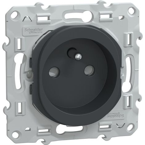 Schneider Electric – Prise de courant 2P+T à puits – Bornes automatiques – Anthracite – Indice de protection IP44 – Pour installations électriques