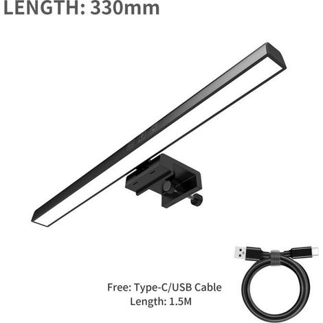 Lampe de bureau - LED - Rechargeable - Tactile - Pince - Réglable - Noir (1/4)