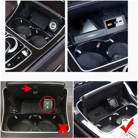 Chargeur sans fil rapide pour voiture, compatible avec les étuis de chargement pour téléphones 15-21 pouces des Mercedes Classe C W205, GLC X253, C43 et C63. (1/4)