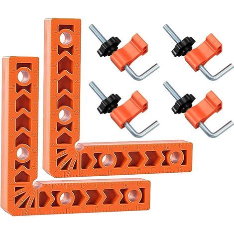 2er-Pack Eckspannschlösser 100 x 100 mm 90-Grad-Winkel aus Kunststoff mit 4 Clips für Holzbearbeitung, Heimwerken und Bastelarbeiten (1/5)