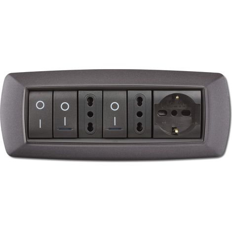 PLACCA LIFE LIVING PLAST GRIGIO CHIARO VULCAN 7P- ELETTROCANALI- 1,0 pz