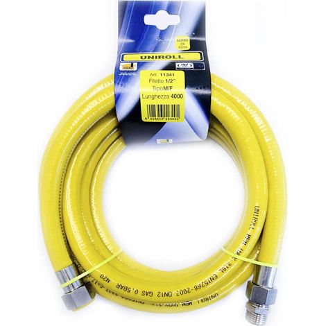 Manguera de gas de cocina 4 metros flexible 1/2" MF inox según la norma EN 15266 para estufa/cocina UNIROLL