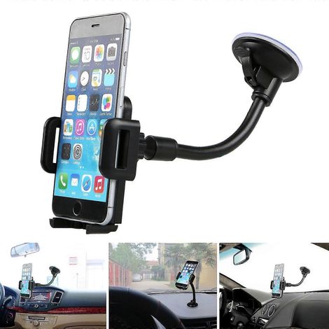 Support universel à ventouse pour pare-brise et tableau de bord de voiture, fixation à 360°, pour téléphones portables, bras long, berceau pour pare-brise. (1/5)