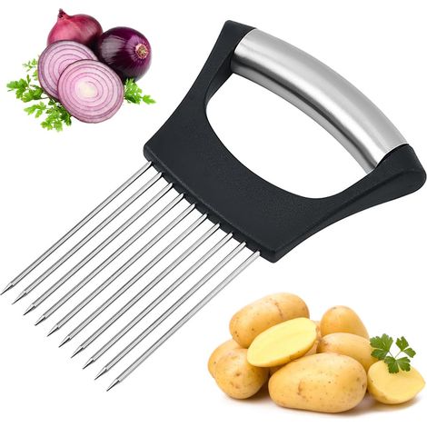 Support à Oignons Inox - Coupe-Légumes Manuel Sécurisé pour Oignons, Tomates, Pommes de Terre 10 Fourchettes (1/5)