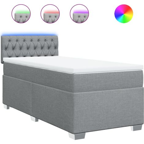 Maison Exclusive - Cama box spring con colchón tela gris claro 90 (1/5)