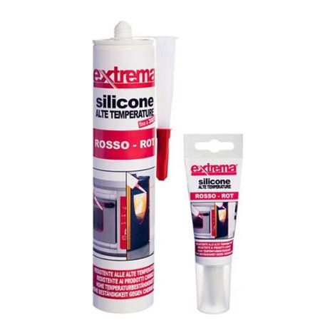 Tube silicone 60 ml haute température rouge – Résiste jusqu'à 300 °C – Étanchéité pour fours et moteurs – Qualité acétique élastique – Extrema