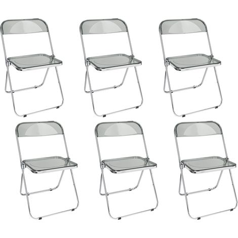 Haloyo® Lot de 6 Chaises de Salle à Manger Pliantes, chaises Design Transparent Moderne, Acrylique & Acier, gris (1/5)