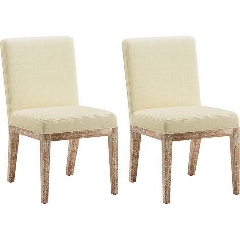 Lot de 2 Chaises de Salle à Manger– Design Rétro Élégant, Dossier Haut, Structure en Bois Robuste, Confort Classique pour Cuisine et Salle à Manger - beige