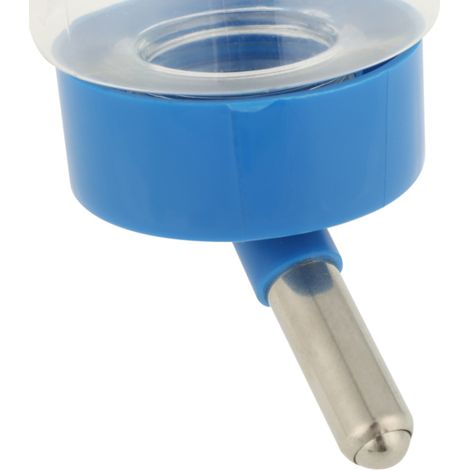Botella de agua automática antigoteo para mascotas con boquilla esférica, apta para conejos, perros y gatos (azul).