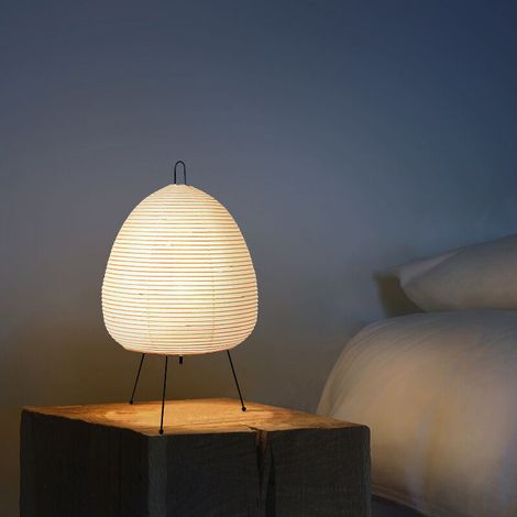 Lampe en papier de riz 47 cm – Style wabi-sabi moderne, douille E27 15W – Éclairage doux pour salon, chambre ou bureau