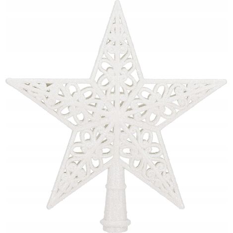 STELLA PUNTA PER ALBERO DI NATALE STELLA INDESTRUTTIBILE BIANCA DECORAZIONE NATALIZIA 21cm
