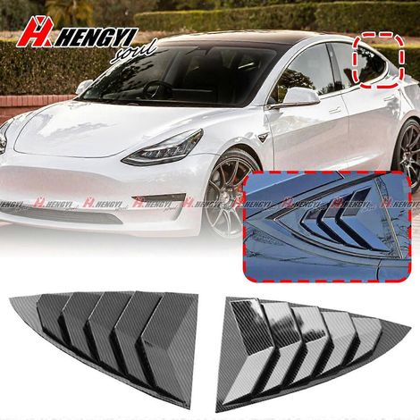 Volet de persienne de lunette arrière latérale pour Tesla Model 3 17-23, aspect fibre de carbone (1/3)