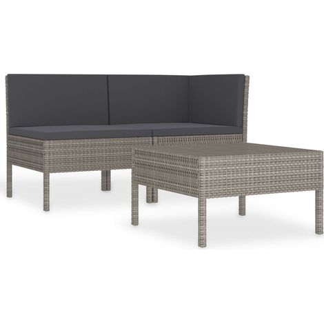 Maison Exclusive - 3-tlg. Garten-Lounge-Set mit Auflagen Poly Rat