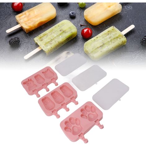 Ensemble de 3 moules à glace en silicone à faire soi-même, boîte à glaces à motifs avec couvercle, boîte à glaces pour enfants (1/5)