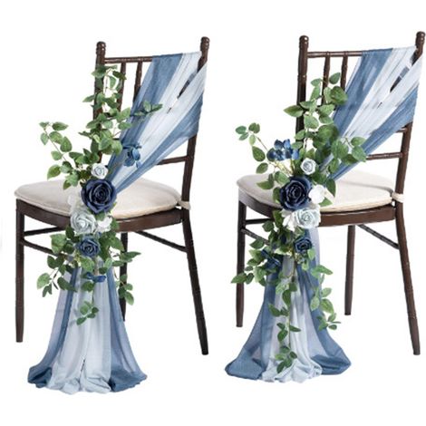 Künstliche Blumendekoration für Gartenstühle, Feste und Hochzeiten - 2 Blumen auf Gaze pro Packung (2 Sets) (1/5)