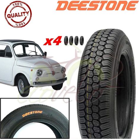 Kit 4 Pneumatici 125-12C 4PR 62J TUBELESS TL per Ape P I A G G I O E Vecchia F I A T 500 Epoca Ruote GOMME COPERTONI