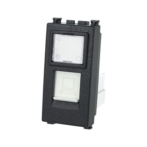 Presa Dati RJ45 CAT5E Nero Con Coperchio Compatibile Vimar Arke' SD99790 (1/3)