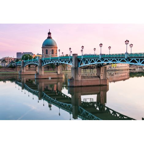 Tableau sur toile pont Saint-Pierre Toulouse au matin 30x45 cm - Impression sur Toile Murale Décorative - Image imprimée en HD sur Toile - Toile sur Châssis en Bois FSC - Fabriqué en France (1/4)