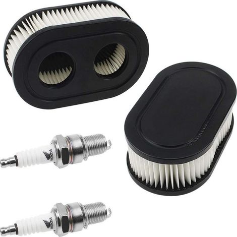 Filtre à Air pour Briggs & Stratton 798452 et 5432 Pièces de Moteur Filtre à Air pour Tondeuse à Gazon 593260 avec 2 Bougies d'allumage (1/5)
