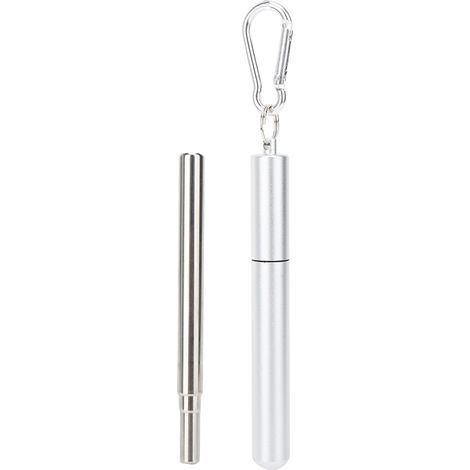 Pailles droites en acier inoxydable réutilisables, portables rétractables, kit de nettoyage avec brosse (1/5)
