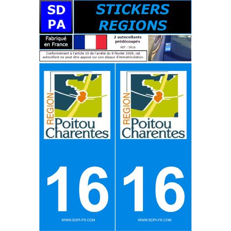 ADHESIFS REGION DEPARTEMENT 16 NOUVELLE AQUITAINE X2