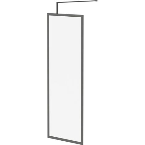 Colore 8mm Clear Glass Gunmetal Grey 1850mm x 700mm Fully Framed Walk In Shower Screen including Wall Channel and Support Bar (1/5)