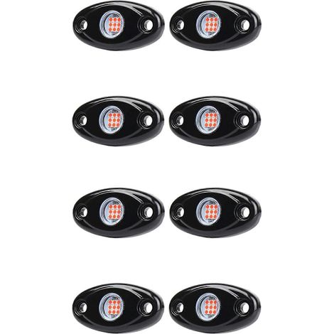 Kit de 8 projecteurs LED étanches pour roches, éclairage néon LED sous châssis, pour Jeep, camion, quad, Raptor, bateau tout-terrain - Rouge (1/5)