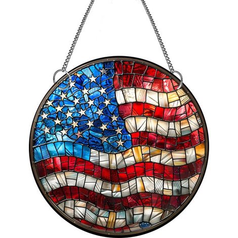 Pendentif Porte Acrylique - Drapeau États-Unis - Décoration Fête Nationale - Intérieur Extérieur - 1 Pièce (1/5)