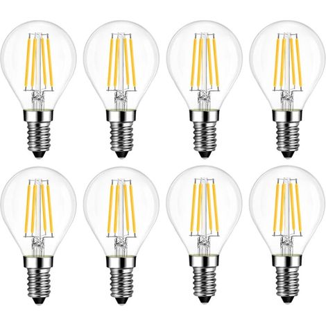 Lot de 8 ampoules LED globe E14 4W à intensité variable G45 (G14), équivalent à une ampoule incandescente Edison de 60W, blanc chaud 3000K